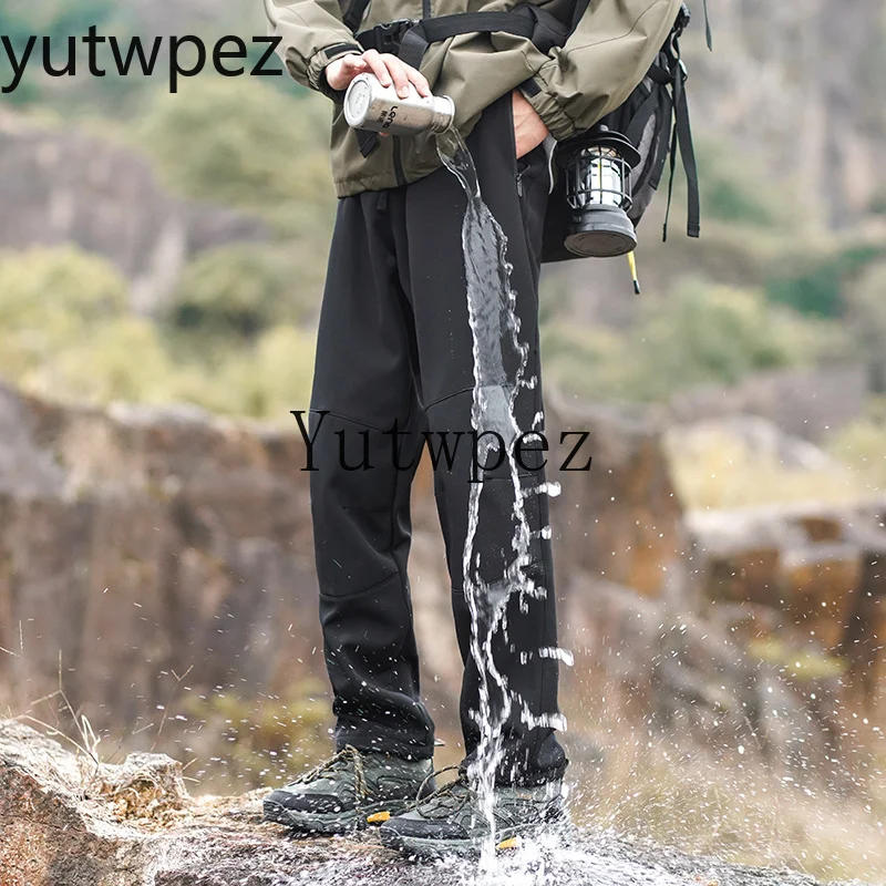 Waterproof Men's Graphene Heating Casual Pants Winter Workwear Trousers Breathable Couple Outdoor Fleece‑lined Softshell Pants