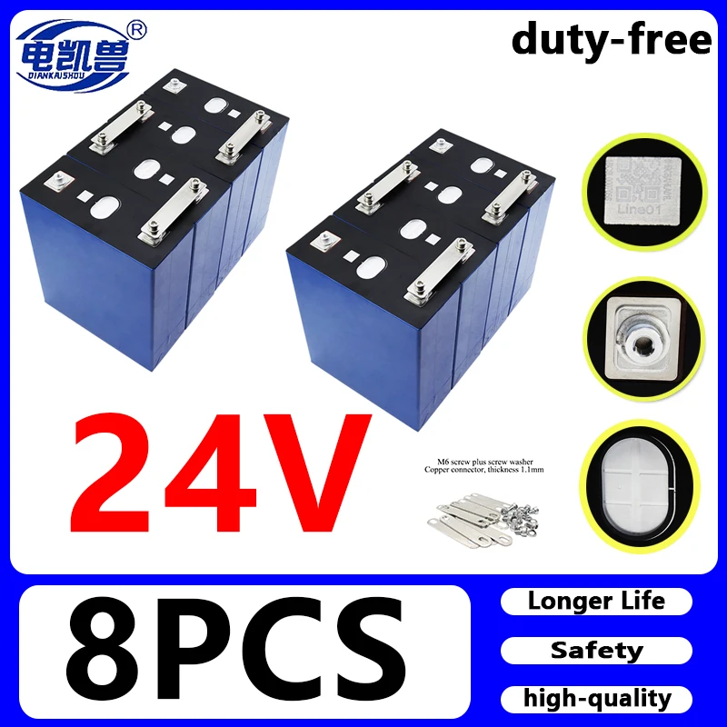 

NEW 8pcs LiFePO4 3.2V 310Ah Battery DIY 12V 24V 48V Suitable for Golf Cart Marine Solar System Rechargeable Cells EU/US TAX FREE