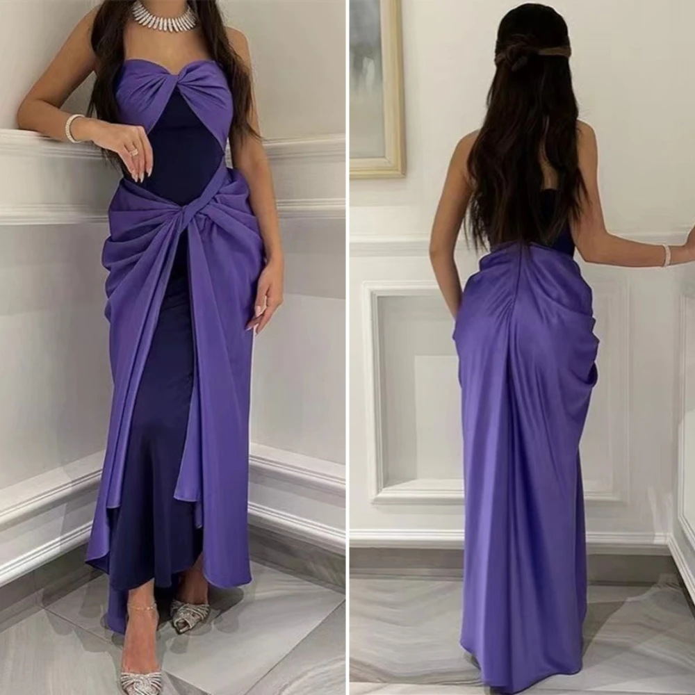 

Jersey Pleat A-line Strapless Bespoke Occasion Gown Midi es