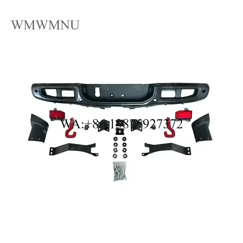 Wmwmnu Steel Rear Bumper for JL 2018-2024 JT 2020+ Offroad Accessories with Tow Hook and Truck Step
