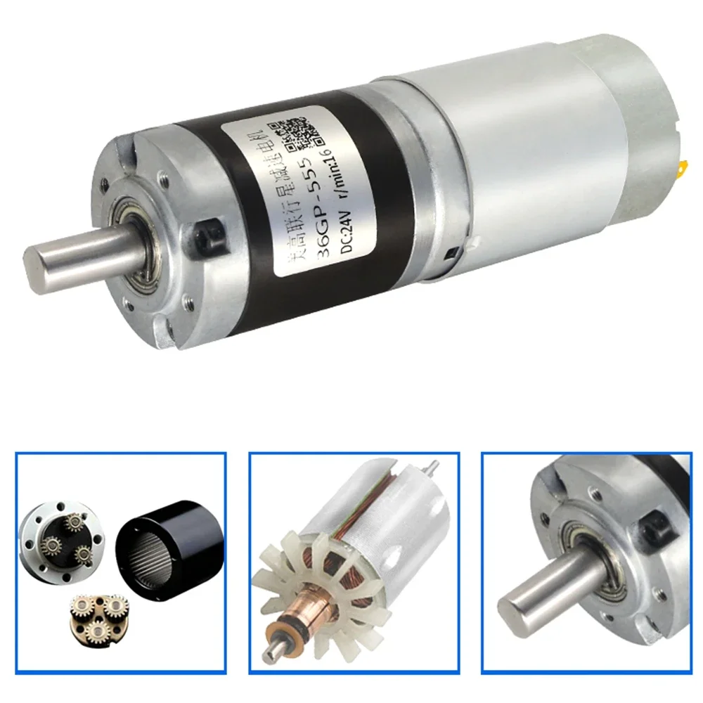 36MM DC Planetary Reducer 555 DC Gear Motor 12V 24V PWM High Torque Micro Low Speed 8-1620rpm Home Equipment