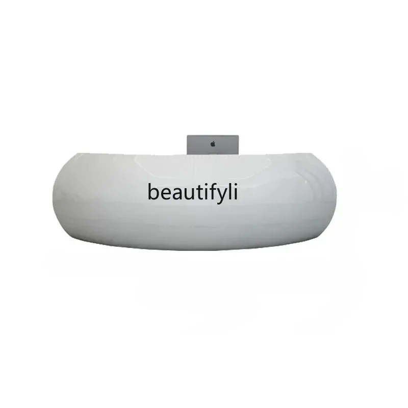 A07 Paint Reception Desk Creative round Welcome Information Desk Company Office Furniture Arc Cashier
