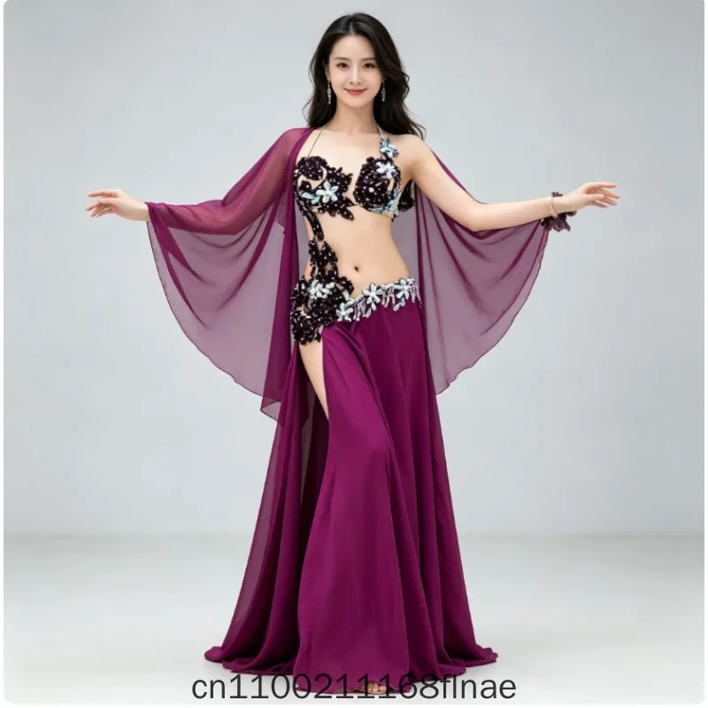 Belly Dance Table Performance Costume for Women 2026 New Diamond Studded Bra Long Skirt Set