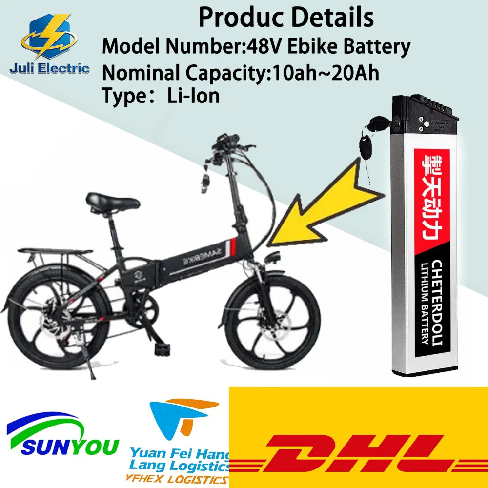 

Aleaivy 48V Battery Pack for Samebike LO26 20LVXD Folding Ebike 20Ah 14Ah 10Ah 18650 500W 750W Replacement Ebike Battery