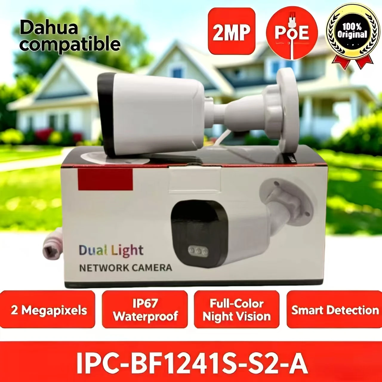 IPC-BF1241S-S2-A Dual‑Spectrum Thermal AI Network Camera 2MP Fire Detection IP67 PoE Outdoor Security Camera Dahua Compatible