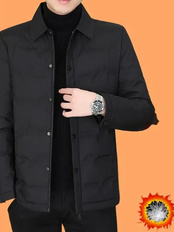 

Lightweight Comfortable Men's down Jaet Collared Winter Coat Trendy Middle-Aged And Young Urban Casual Sle Polyester Fiber