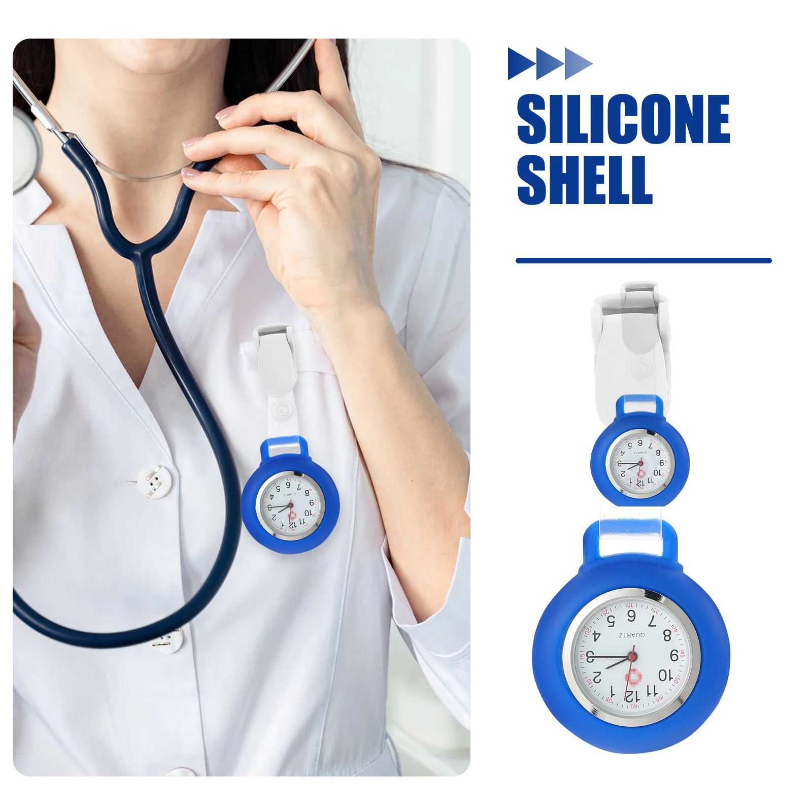 

Portable Silicone Clip Nurse Watch White Professional Pocket Watches Lightweight Medical Accessories Women Lapel Chest Pin