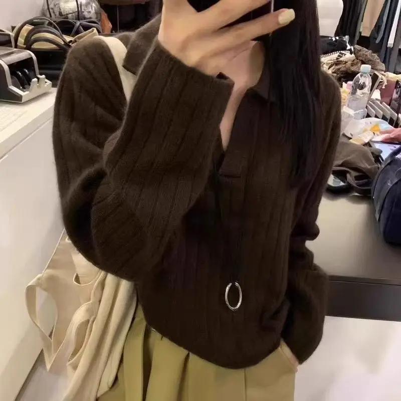 Pull tricoté à col Chic pour femmes, ample et Long, automne hiver, coréen, Vintage, col tournant, couche de Base