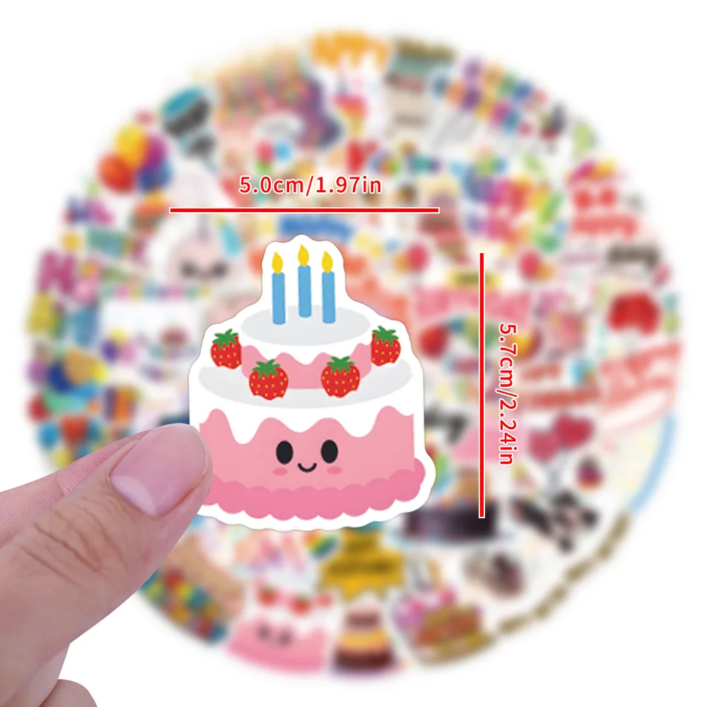 55/110PCS Happy Birthday Cartoon Creative Decorative Stickers Children's Toys Gifts DIY Desk Bookshelf Guitar Doodle Decals