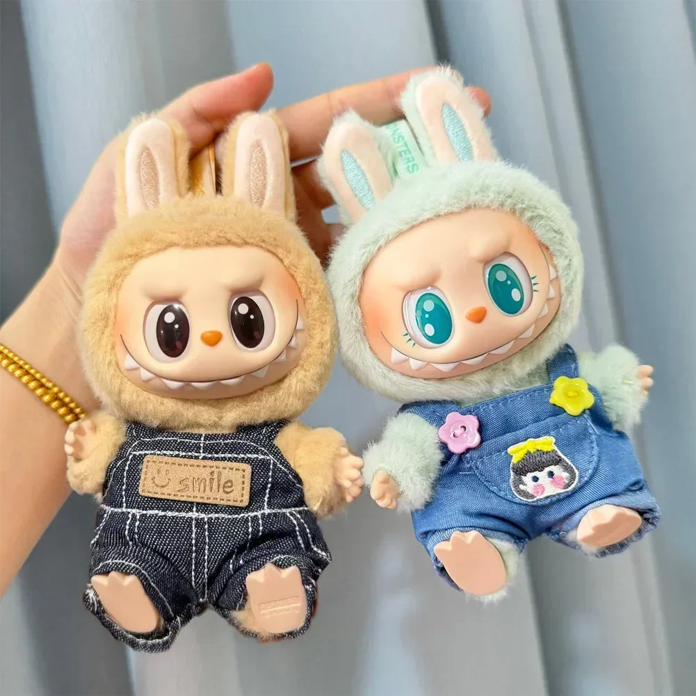 For Labubu Doll Clothes Fashion Haruno Sunflower Buckle Overalls Color Match Hoodies 17cm Dolls Accessories Cute Decorations