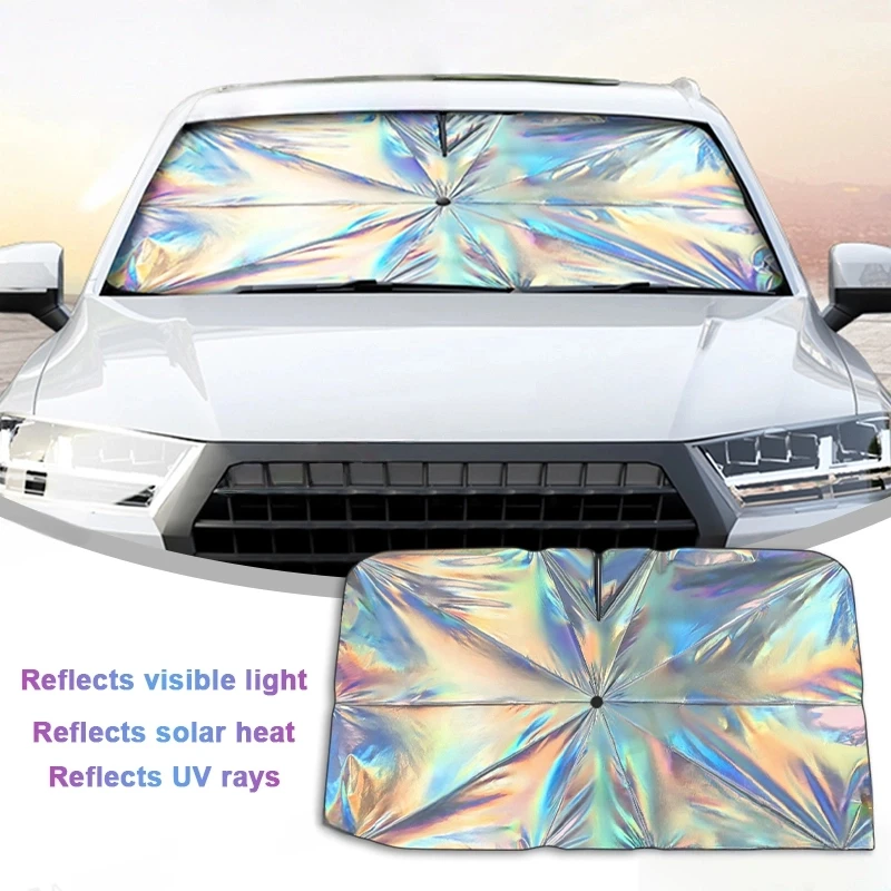 

GISAEV Windshield Sun Shade Umbrella, Foldable Car Sunshade with UV Blocking - Protect Car from Sun Rays & Heat Damage Keep Cool