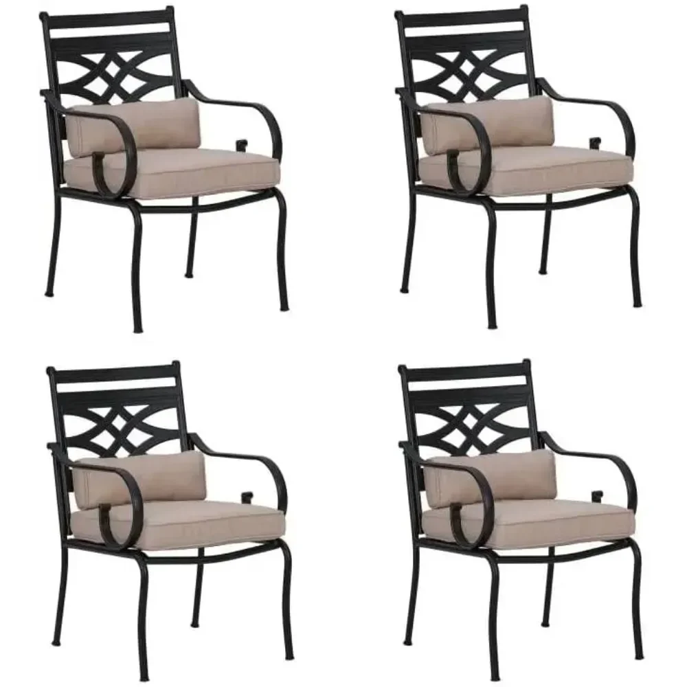 Set of 4 dining chairs, outdoor metal armchairs with a load-bearing capacity of 350 pounds, outdoor dining chairs