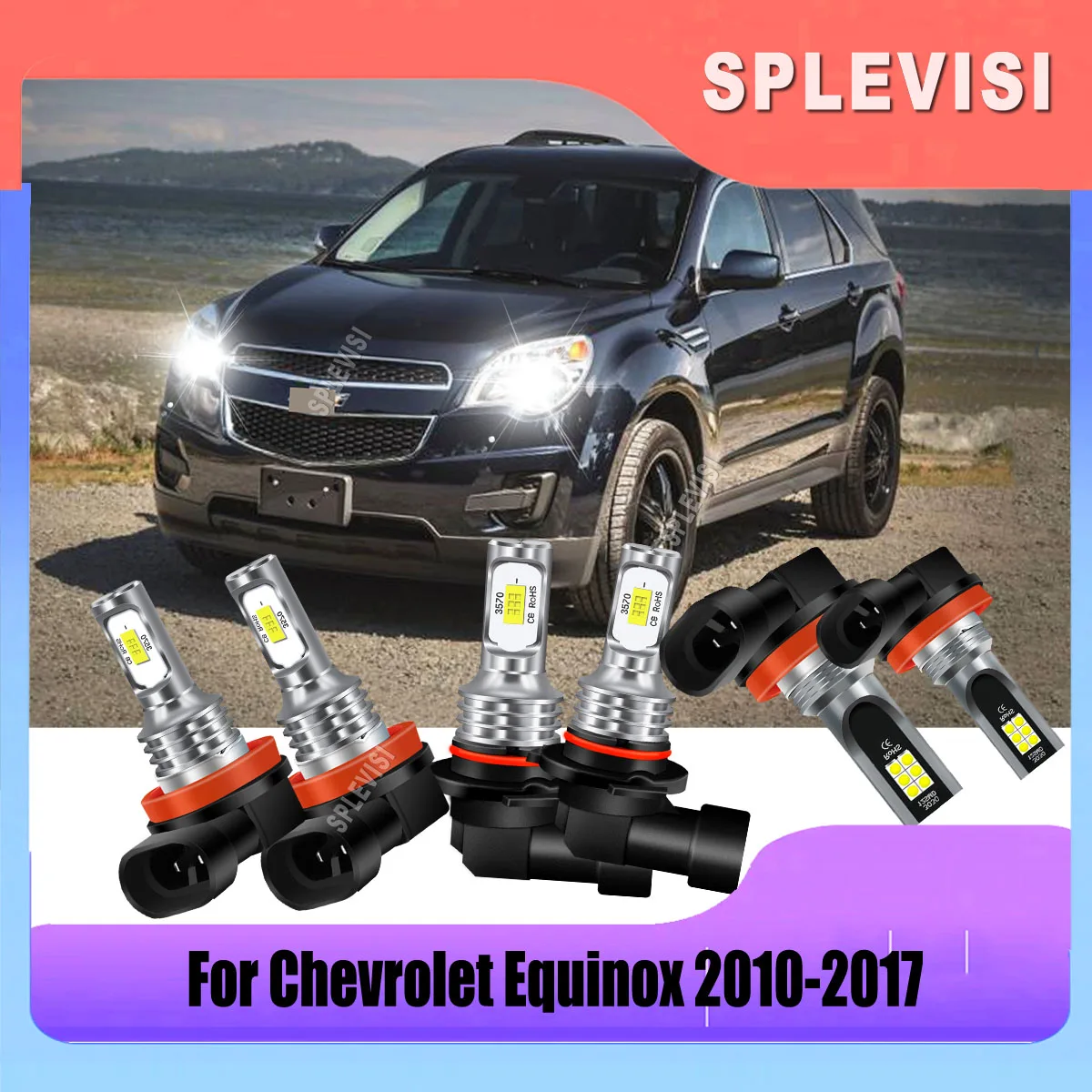 

9005 H11 H8 Car Light LED Headlight Fog Bulbs 1:1 OEM Replacement Pure White For Chevrolet Equinox 2010 2011 2012 2013 2014-2017