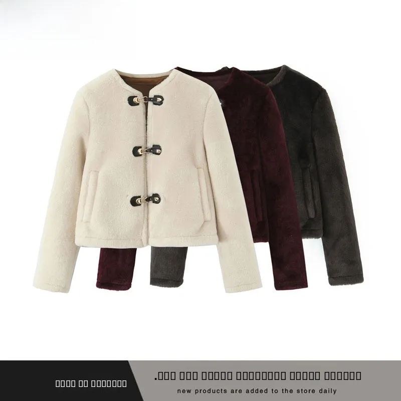

Faionable Double-Sided Jaet Coat with Rope Bule Design Street Sle Regular Thin Polyester Fiber for Women