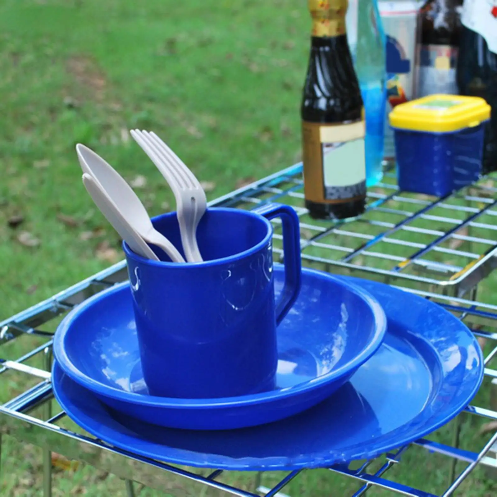 6x Outdoor Camping Tableware Set Dish Bowl Cup Cooking Supplies for Travel Hiking