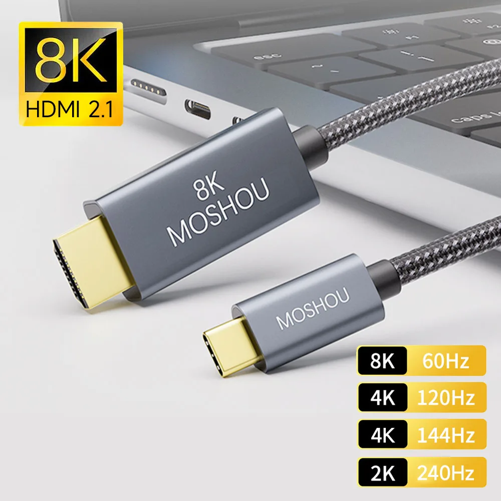 USB C to HDMI 케이블 8K 타입 C to HDMI 2.1 케이블 8K 60Hz 4K 120Hz 48Gbps, MacBook Pro Air iPad Pro Air Galaxy S22 Ultra S21 +