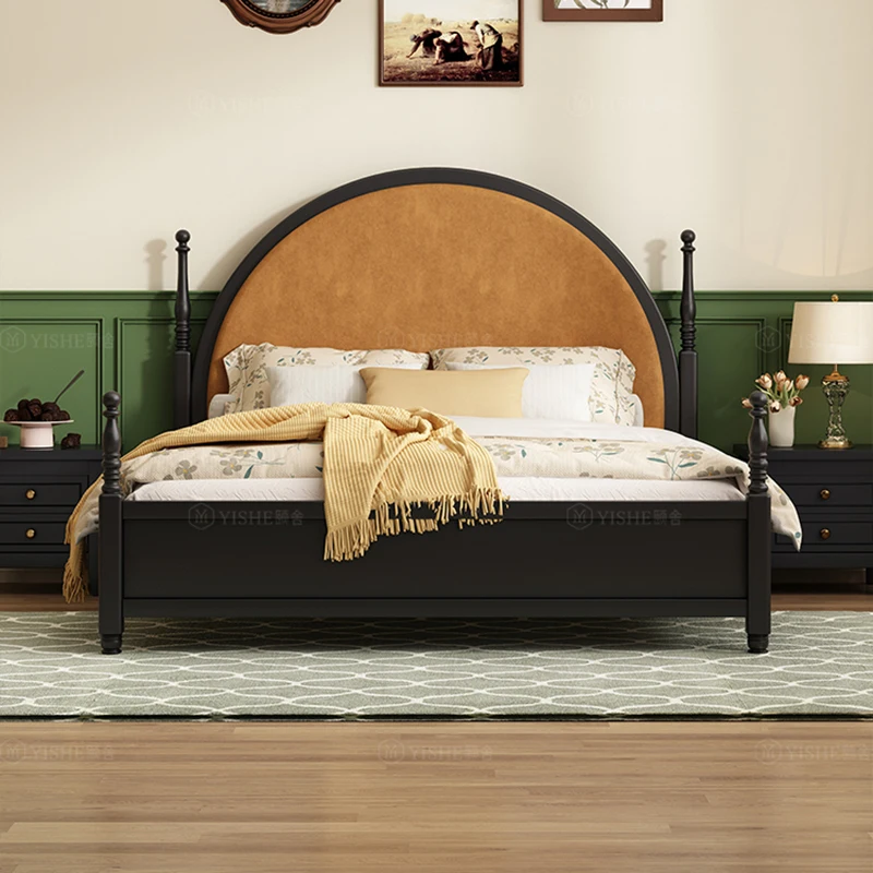 

Wood Solid American Bed Master Modern Large Master Bedding Bed Retro Black Camas Moderrnas Inteligentes Bedroom Furniture