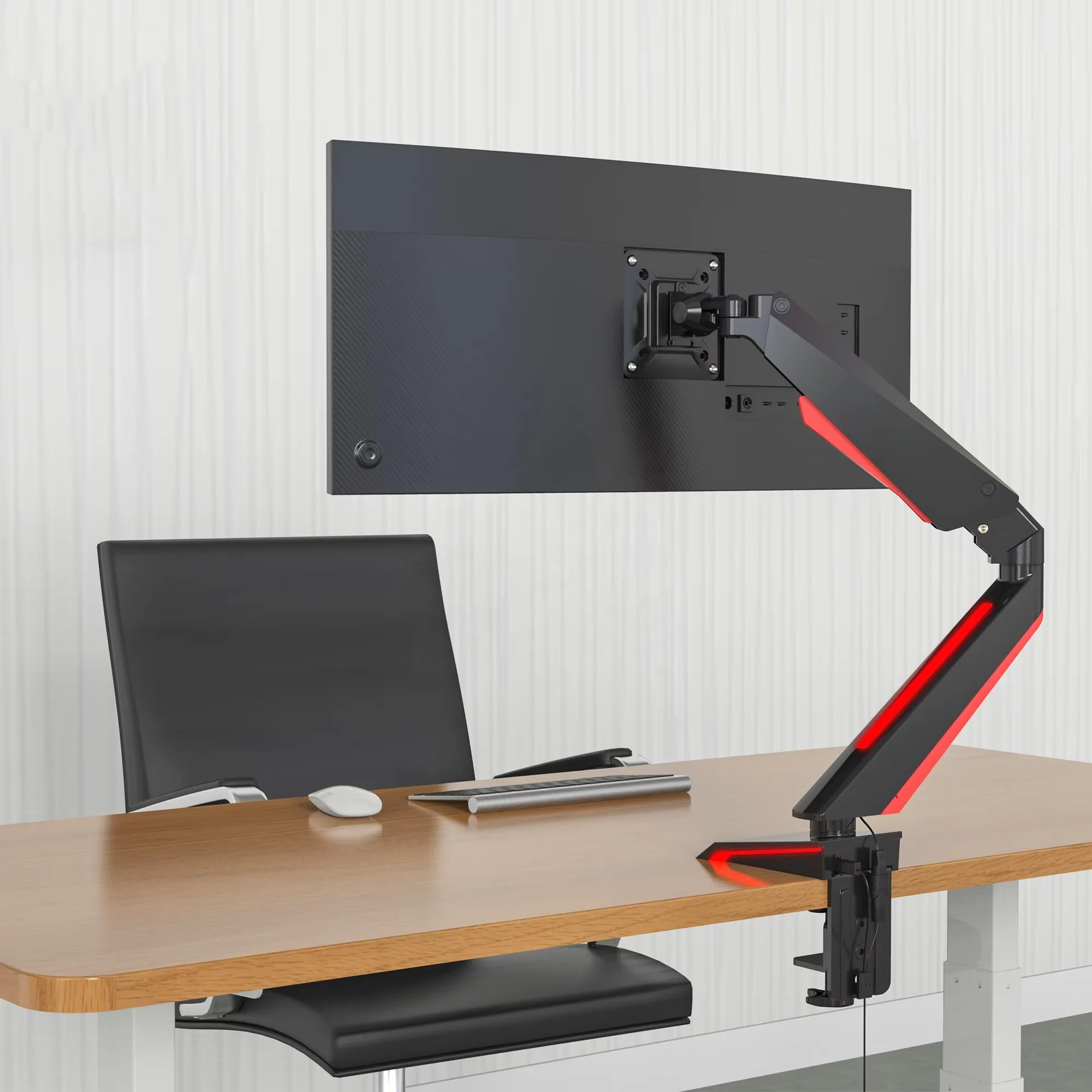 

Hot sell GE22 Single 15-27 Inch Gas Spring Adjustable RGB Light Desk Gaming Monitor Mount Arm with LED Light Loading Max 9kg