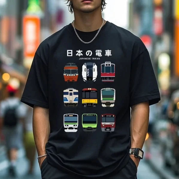 2026 Japanese Electric Car Printed Cotton Fashion Men's and Women's T-shirt Summer Daily Outdoor Sports Leisure Street T-shirt