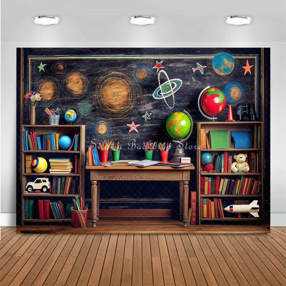 Back To School Photo Background Classroom Of Planets Birthday Cake Smash Photo Studio Props Universe Planet Photography Backdrop