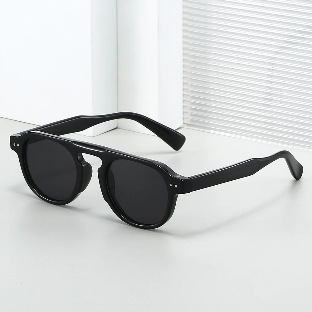 Hochwertige Vintage-Sonnenbrille TR90 mit rundem Rahmen – minimalistischer, trendiger und cooler Streetwear-Stil, Unisex