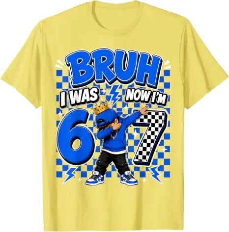 Modekleidung für 7-jährige Jungen, Bruh, ich war 6, jetzt bin ich 7, Dabbing 7. Geburtstag Jungen Sechs-Sieben T-Shirt, Humorvolles 67 Spruch-T-Shirt Geschenke – Detail 20