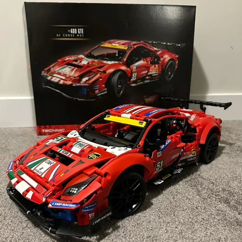 Technical 488 GTE 42125 1684Pcs Series Building Blocks MOC Sports Race Car DIY Vehicle Bricks Model Kids Adult Assembly Toy Gift