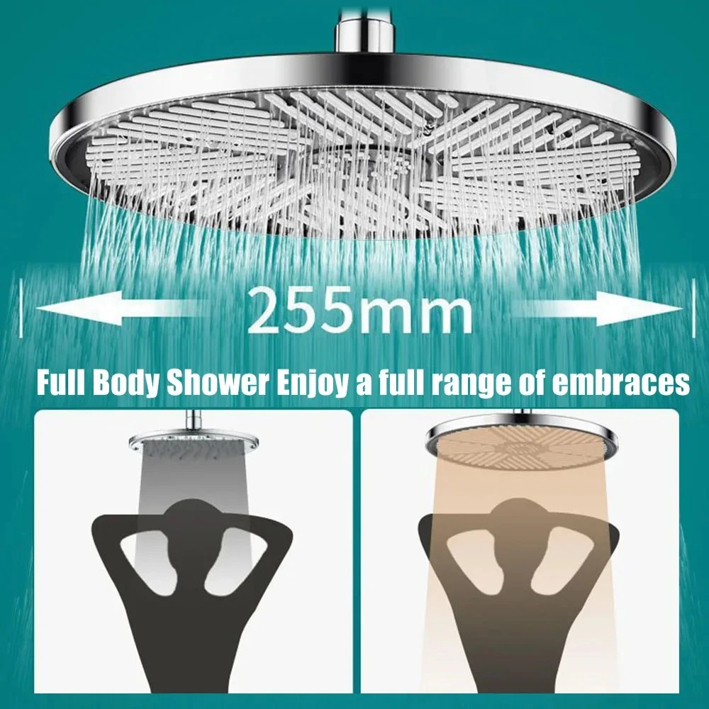 10 inch Big Panel Rainfall Shower Head,High Pressure Shower Head,Water Saving,Top Rainfall Shower Faucet Bathroom Accessories