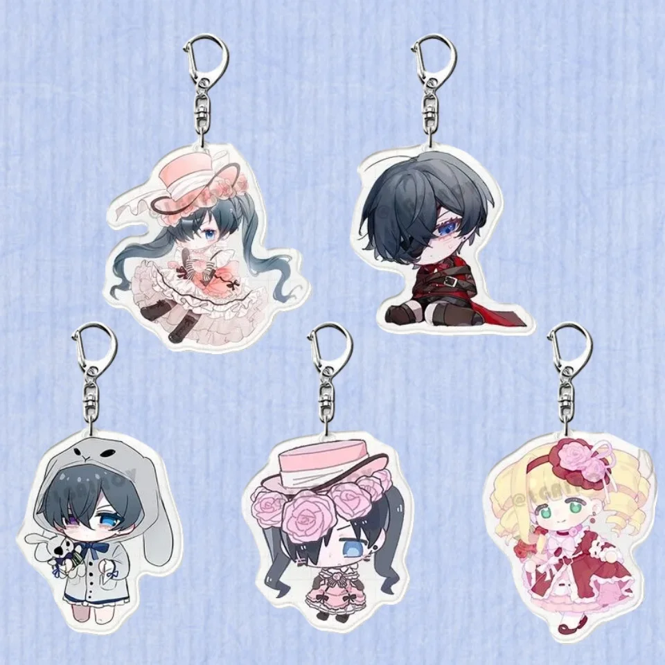 LLavero de Anime Black Butler para mujer, llavero acrílico Ciel para hombre, llavero versión Kawaii Q, accesorios para bolso de mujer, regalo ornamental