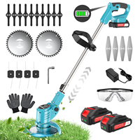X-COTEC cordless strimmer, 21V cordless grass trimmer, 2 x 1.5Ah batteries, retractable, for lawns, gardens and patios