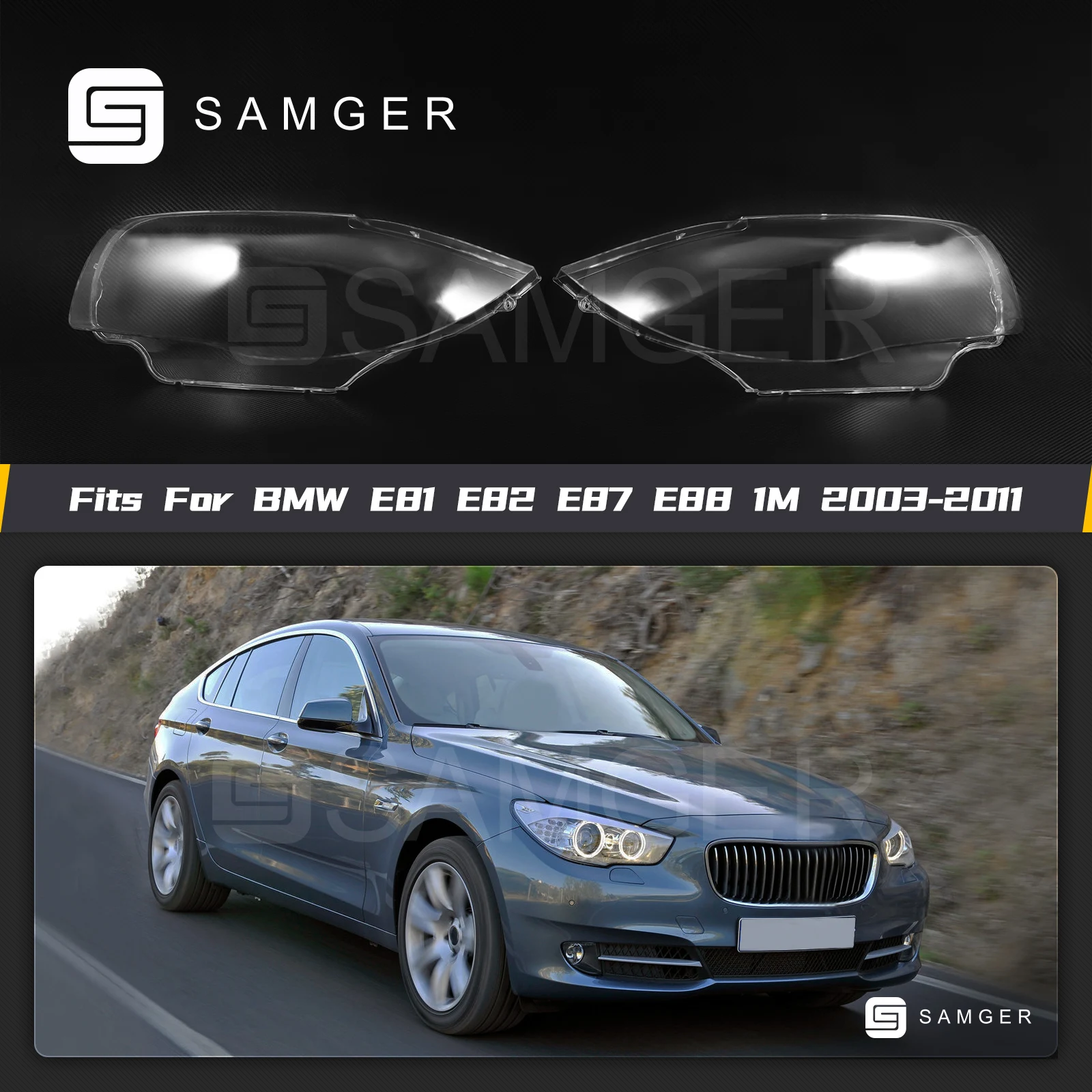 

Samger 1Pair Car Front Headlight Lens Cover For BMW 1Series E87 E88 E81 E82 2003-2011 Lampshade Waterproof Glass Shell