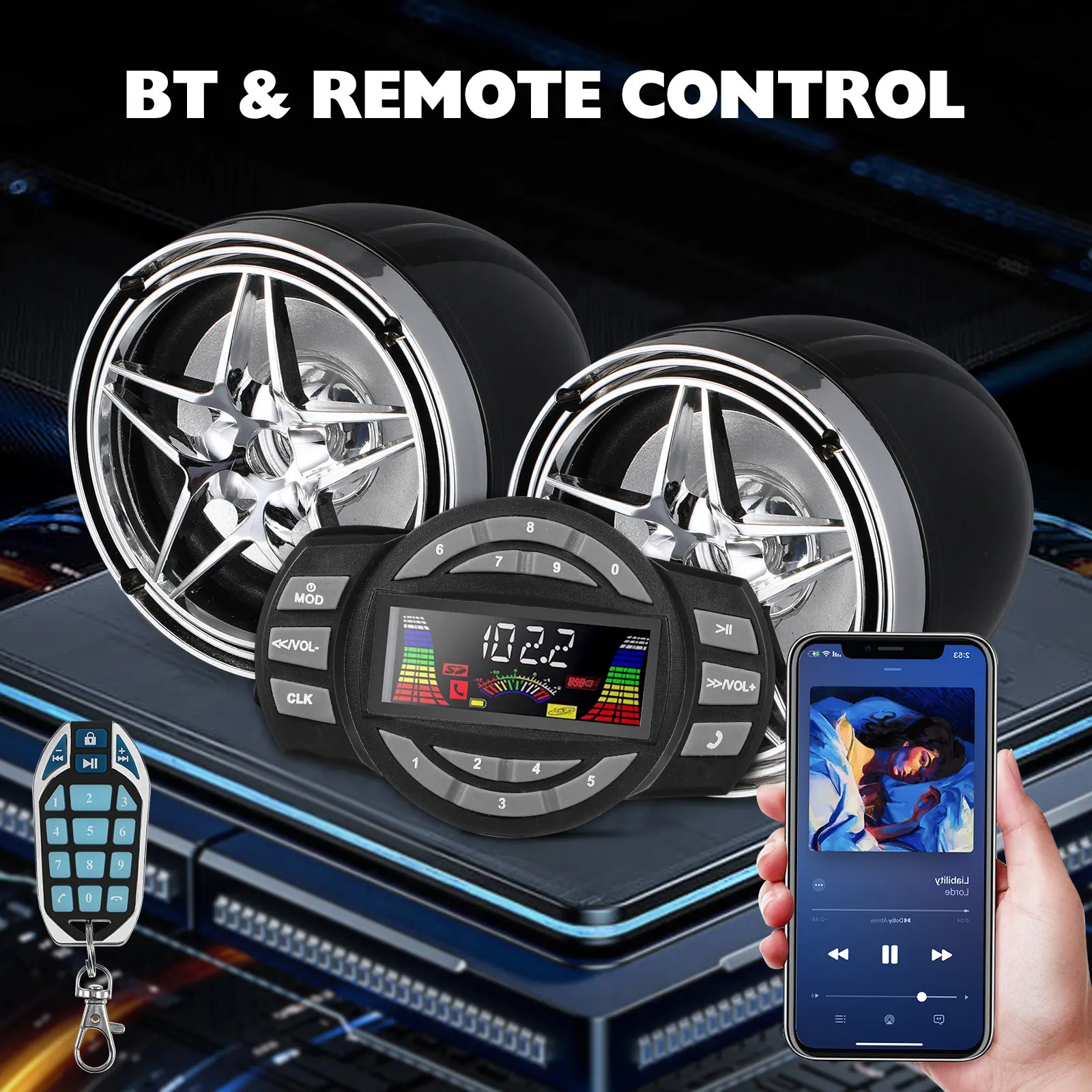 

1 комплект водонепроницаемых мотоциклетных динамиков, стильный дизайн в виде пятиконечной звезды, мотоциклетная аудиосистема, беспроводное FM-радио, USB