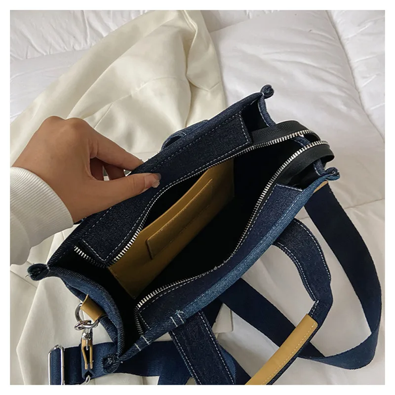 Retro Letras Bordadas Crossbody Bolsas para Mulheres, Sacola Denim para Senhoras, Alto Senso de Nicho, Frete Grátis, Novo, Venda