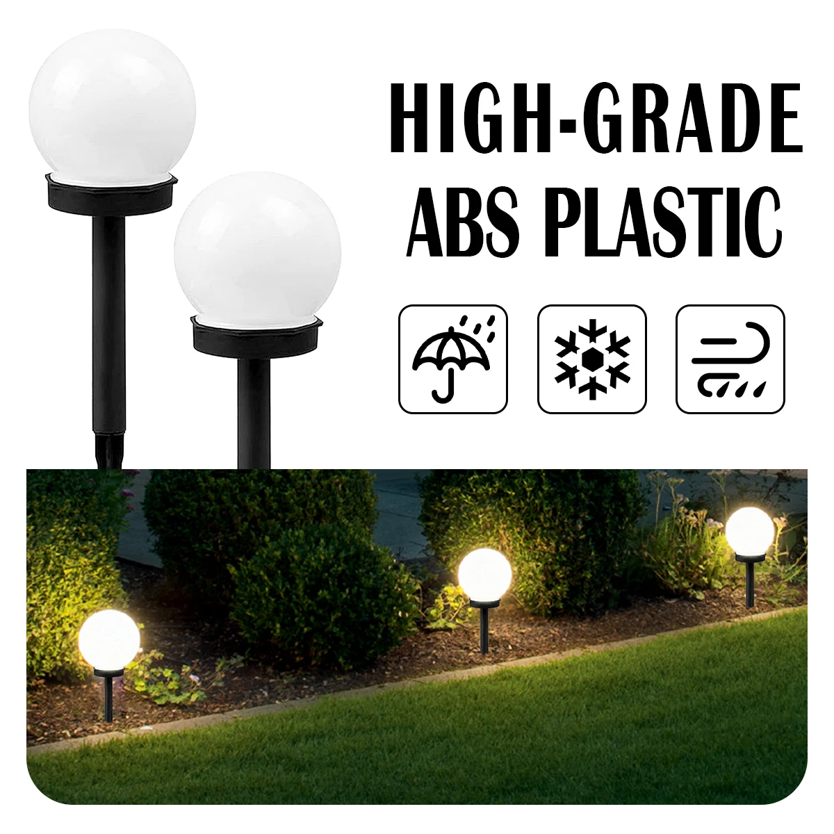 

10Cm LED Globe Lawn Yard Lamp Exterior Solar Lights 3000K Warm White Outdoor Waterproof LED Light Garden Street Landscape