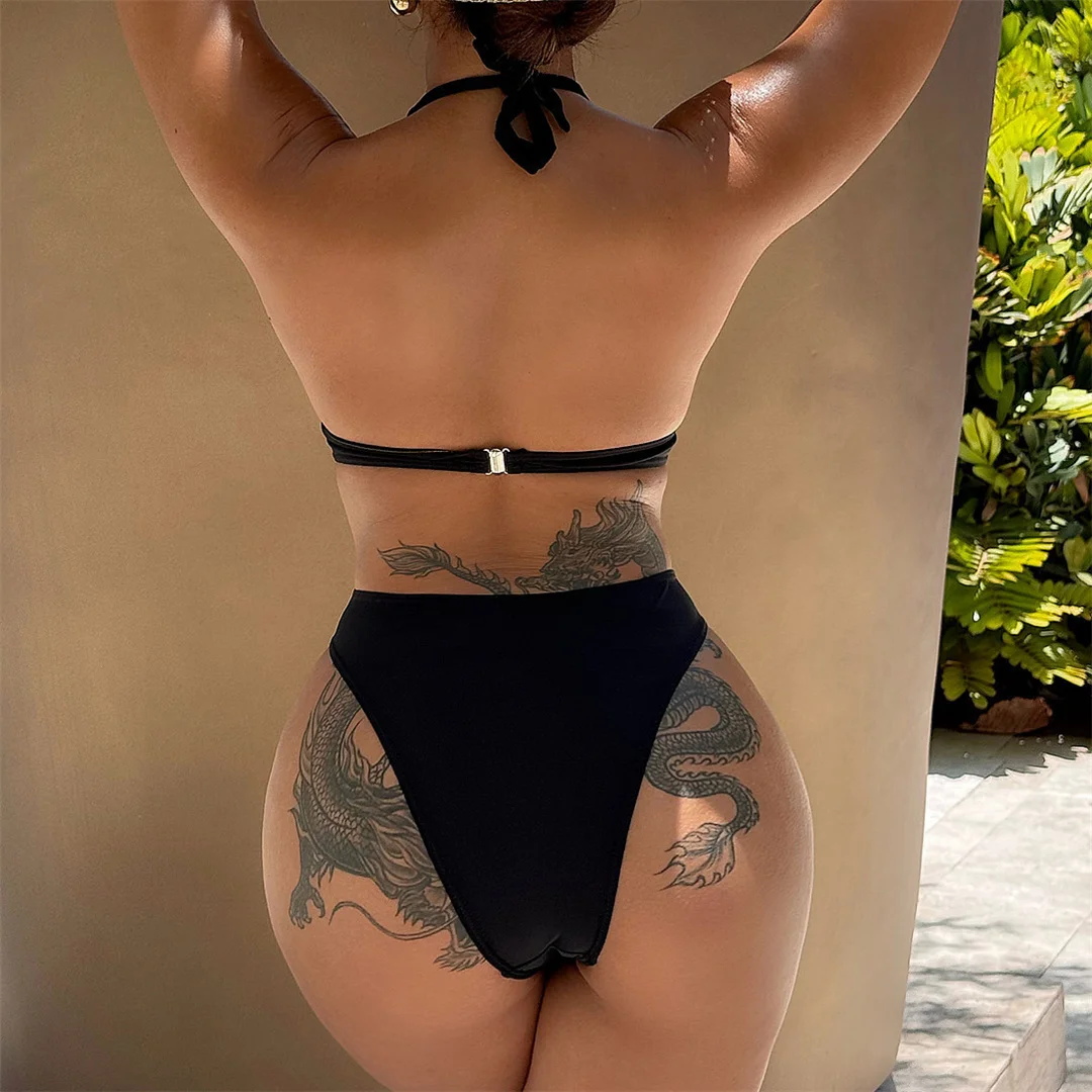 Sexy Badeanzug mit Ausschnitt am Bauch, Neckholder, rückenfrei, einteilig, Damen-Bademode, Monokini mit hohem Beinausschnitt, Badeanzug, Badebekleidung, V5883 – Detail 8