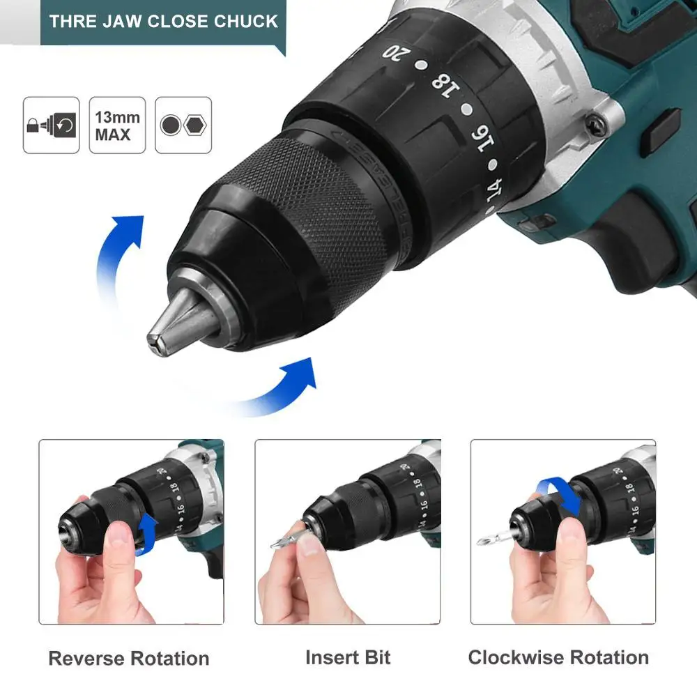 Mosterd 4000Rpm Draadloze Boor Elektrische Schroevendraaier Oplaadbare Diy Driver Multifunctioneel Elektrisch Gereedschap Voor 18V Batterij