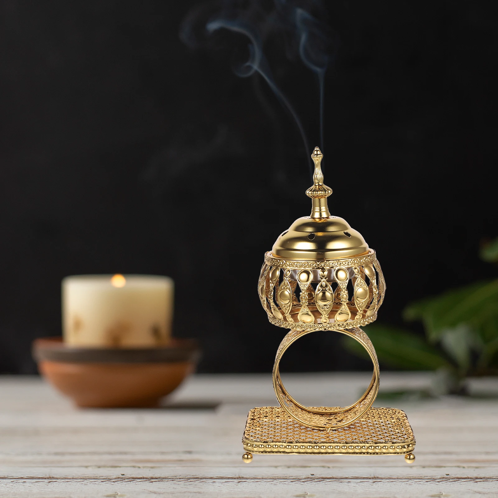

S Incense Burner Metal Censer Holders Home Decor Aromatherapy Furnace Lightweight Middle East Design Bedroom Yoga Studio