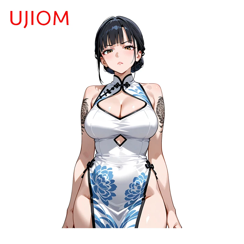UJIOM Seductive Cheongsam Girl Big Chest Wall Sticker Trendy Attractive Adhesive Decal Suitable For Computer Case Decoration
