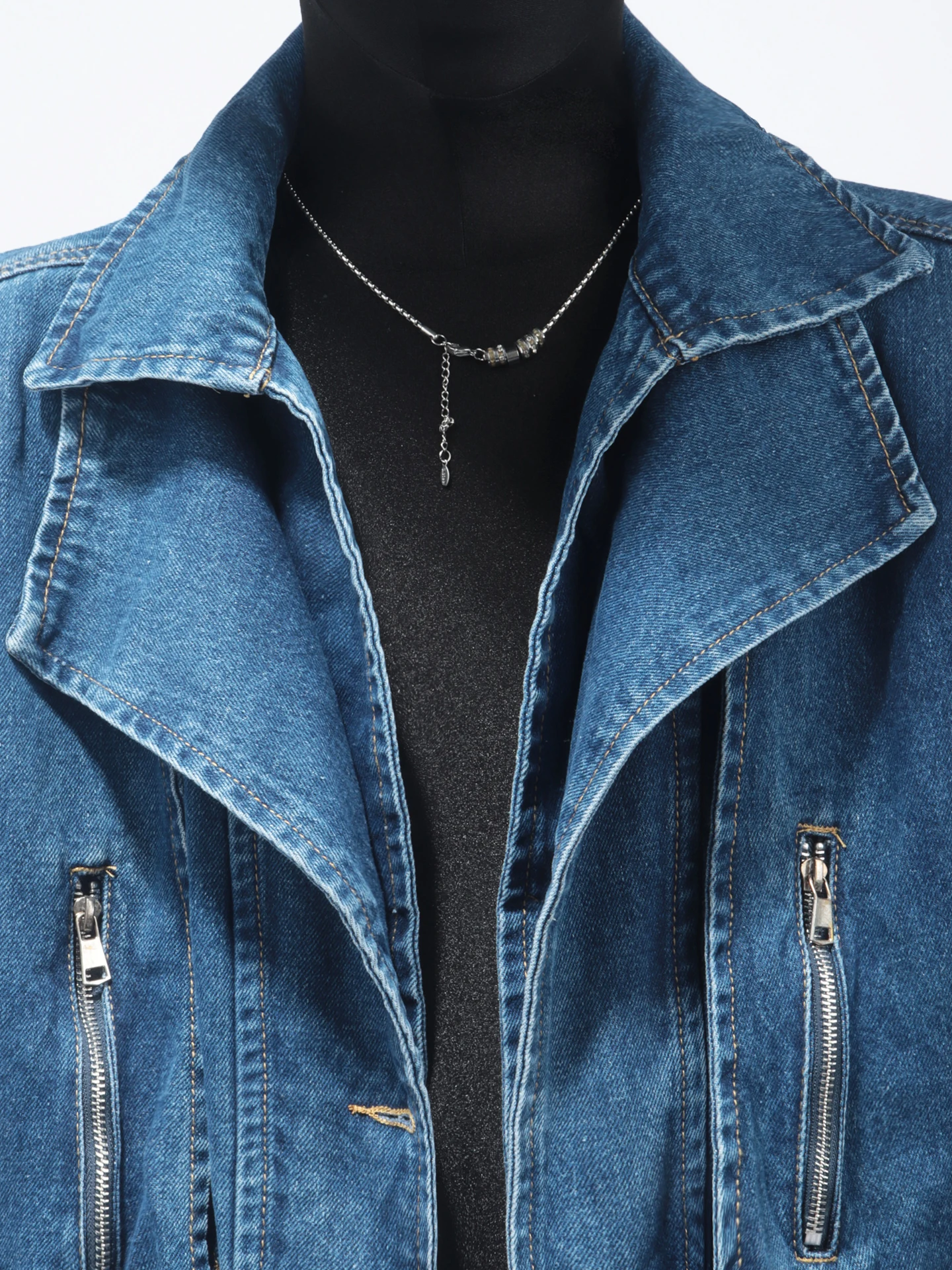 American Style Retro Denim Jackets Men 2025 Trendy High Street Short Style Jacket Male Zipper Decoration Long Sleeve Denim Coats