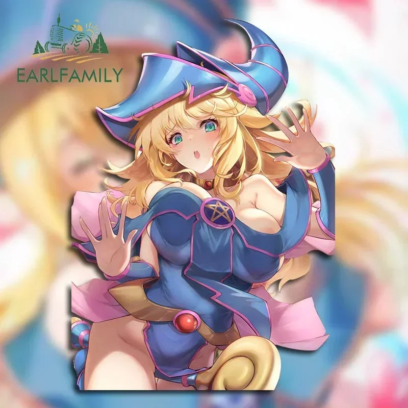 EARLFAMILY 13cm X 9.2cm for Card Game Dark Magician Girl Stuck Car Stickers Cartoon Fashionable Decals Scratch-Proof Car Label