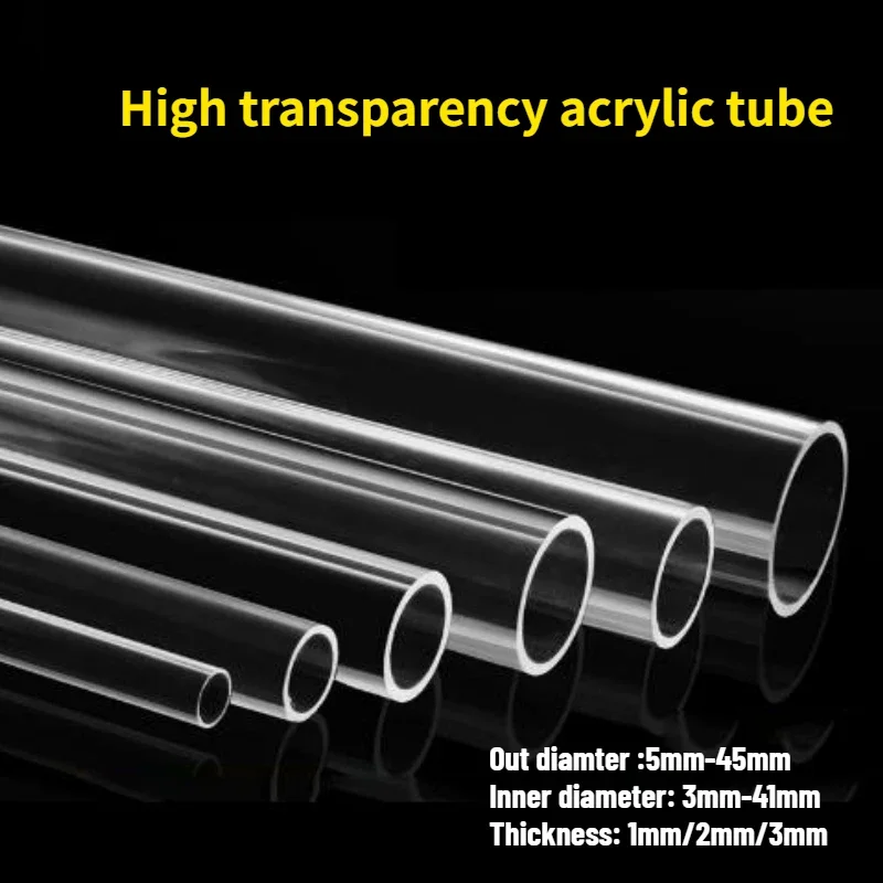 

1/2/4/8pcs OD 5-35mm Transparent Acrylic Tube Rigid Round Tubing 500mm Length PMMA Organic Glass Tube Plastic Pipe Fittings