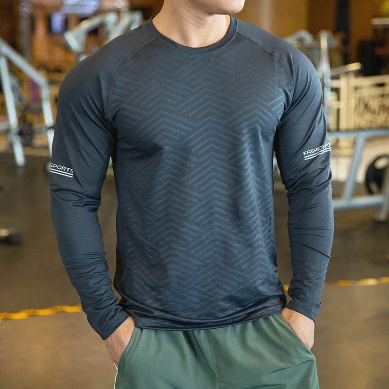 High Quality Running Shirt Tops Clothing Men Gym Sport Tshirt Quick Dry Compression Swearshirt Fitness Breathable Sportswear