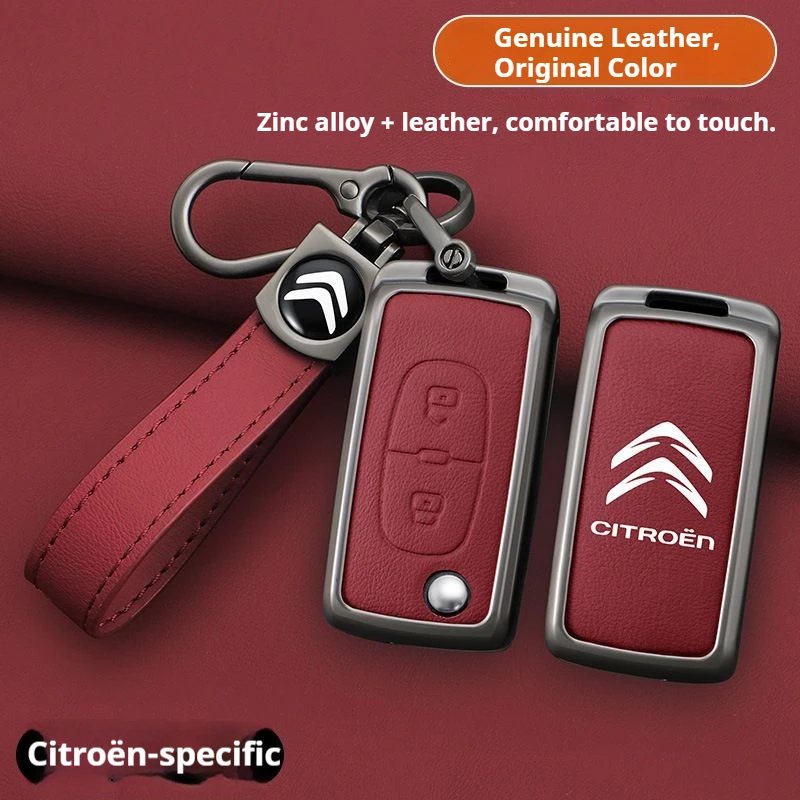 Nova Capa Protetora de Chave de Carro em Metal e Couro para Citroen C1 C2 C4 C6 C3-XR Picasso Grand DS3 DS5 Acessórios Automotivos