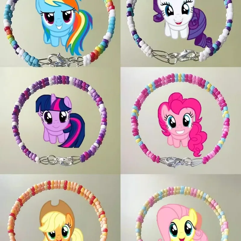 My Little Pony Bracelet Pinkie Pie Rainbow Dash Fluttershy Cute Ins Simple Gift of Rice Beads