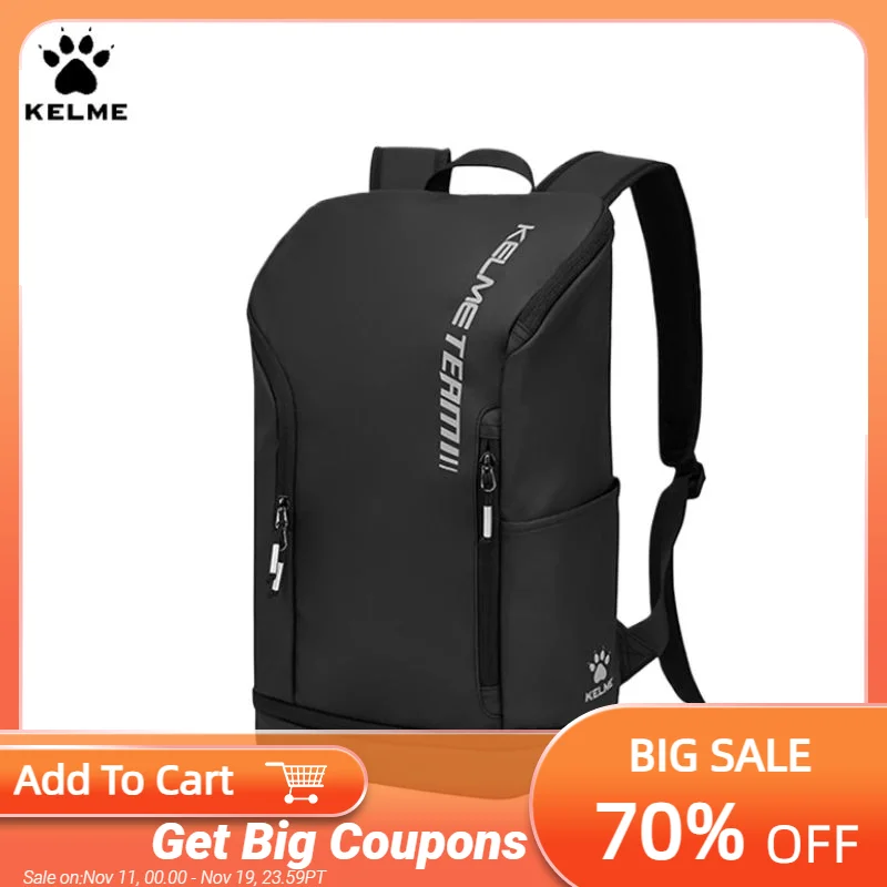 

Kelme Men's Backpack Student Backpack Outdoor Training Running Bag Football Sports Large Capacity Travel Backpack