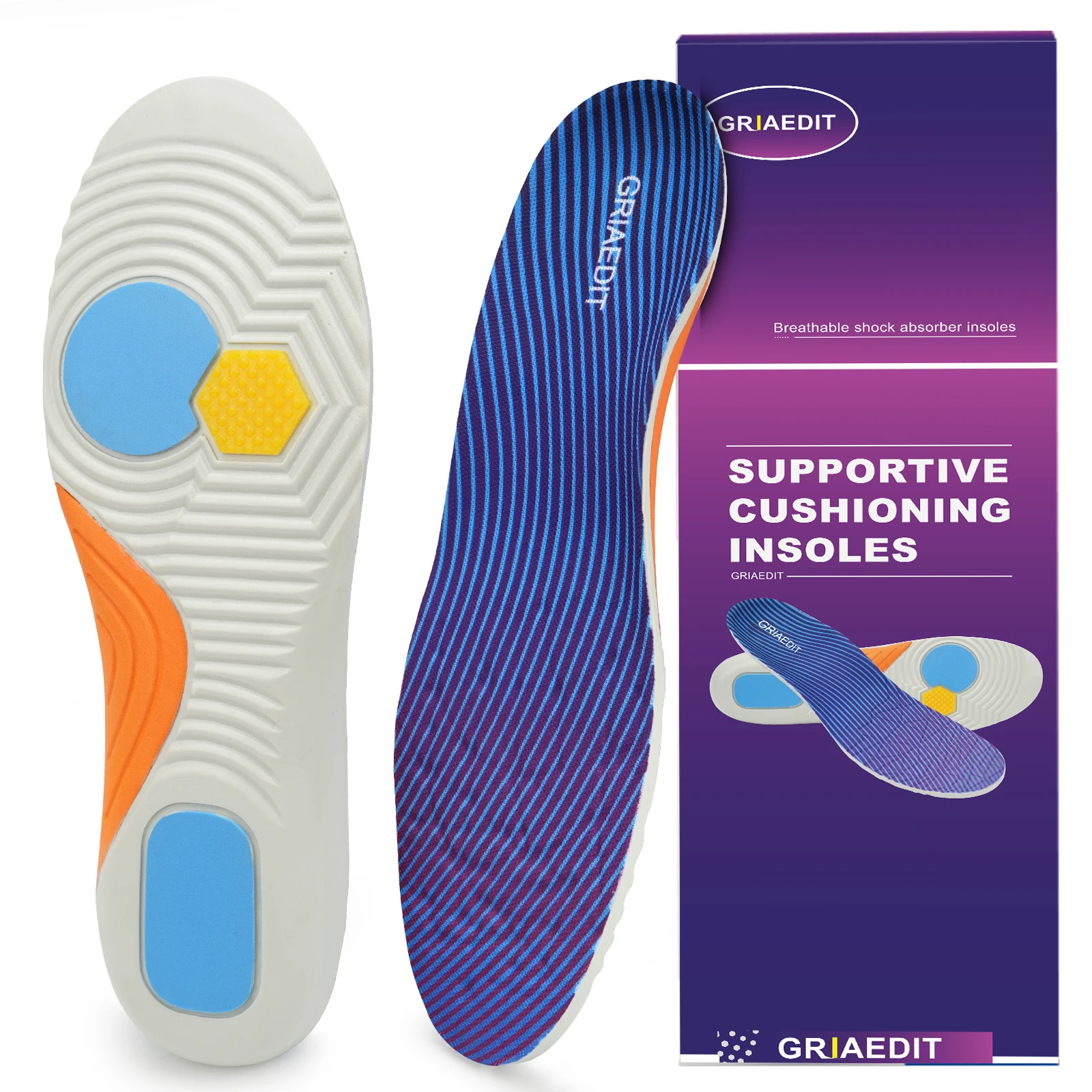 

Orthotic insoles for flat feet and high arch support Sports shock absorption and cushioning insoles Orthotic insoles for men's a