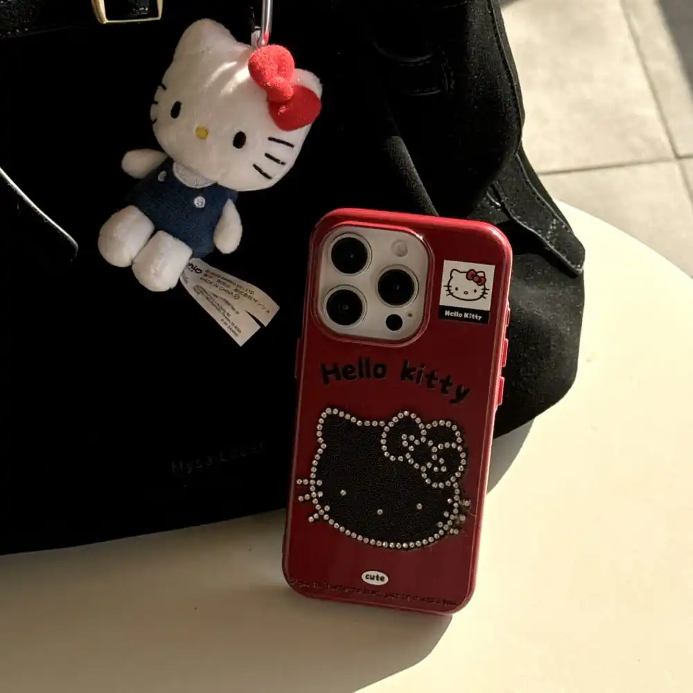 لطيف الكرتون أنيمي دور فلاش الماس مرحبا كيتي جراب هاتف آيفون 13 14 15 16 برو ماكس رائجة البيع المضادة للسقوط الغطاء الواقي