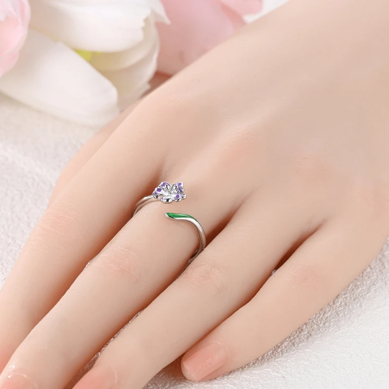 Verstellbare Ringe aus 925er-Sterlingsilber, Meerjungfrau, Flügel, Drache, Sonnenblume, Tulpe, offene Ringe für Frauen, weiblich, origineller Verlobungsschmuck – Detail 9