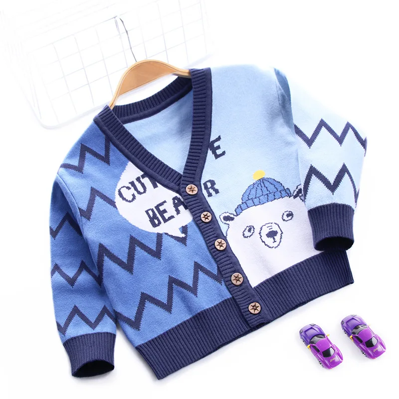 

Spring Baby Boys Sweater Cardigan Coat Autumn Winter Children's Sweaters Kids Knit Clothes Cartoon V-Neck Toddler Sweaters 1T-7T