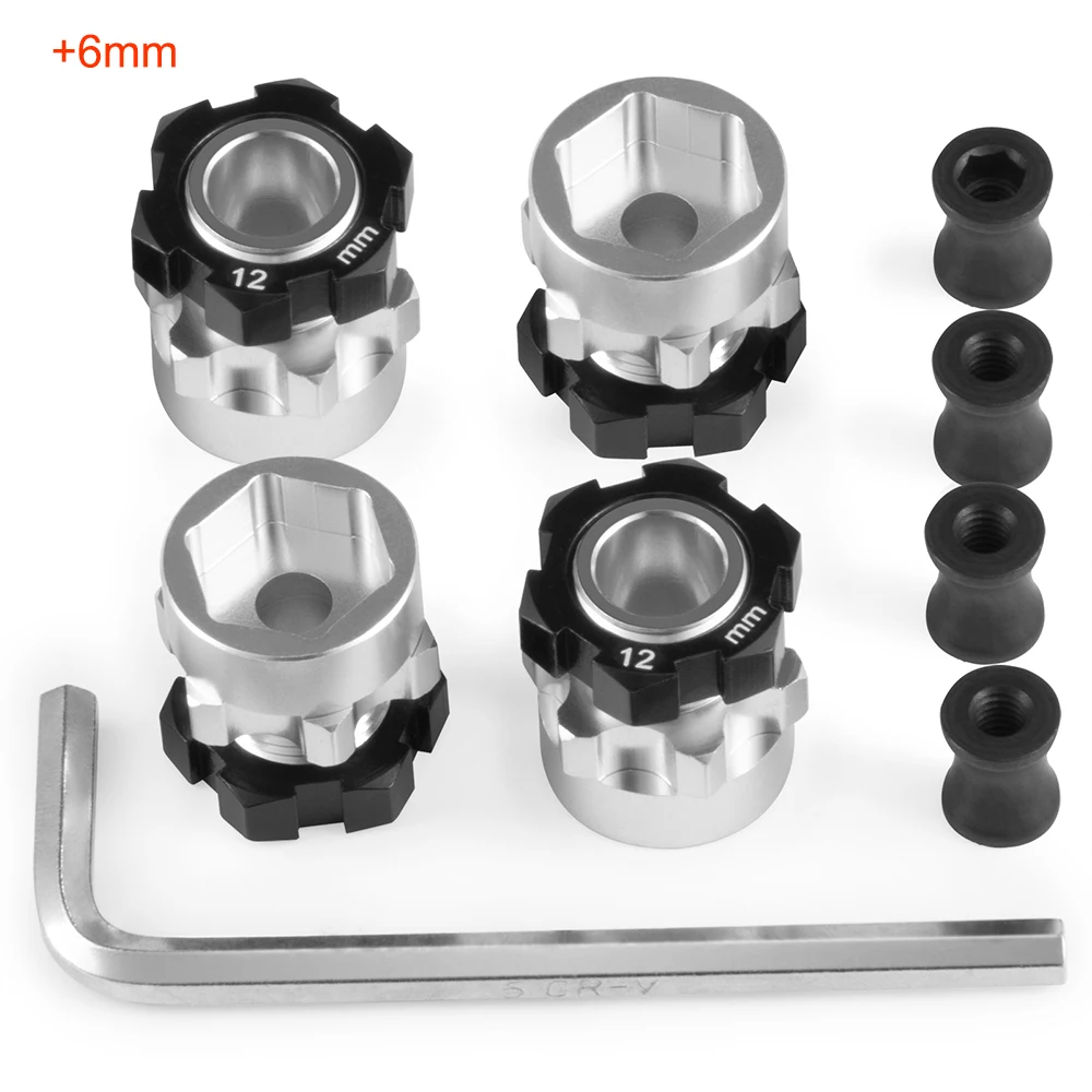 YEAHRUN 4Pcs Alu Alloy 12mm to 17mm Splined Wheel Hex Hub Extended Adapters for Traxxas Slash 2wd 1/10 RC Car Short Truck Parts